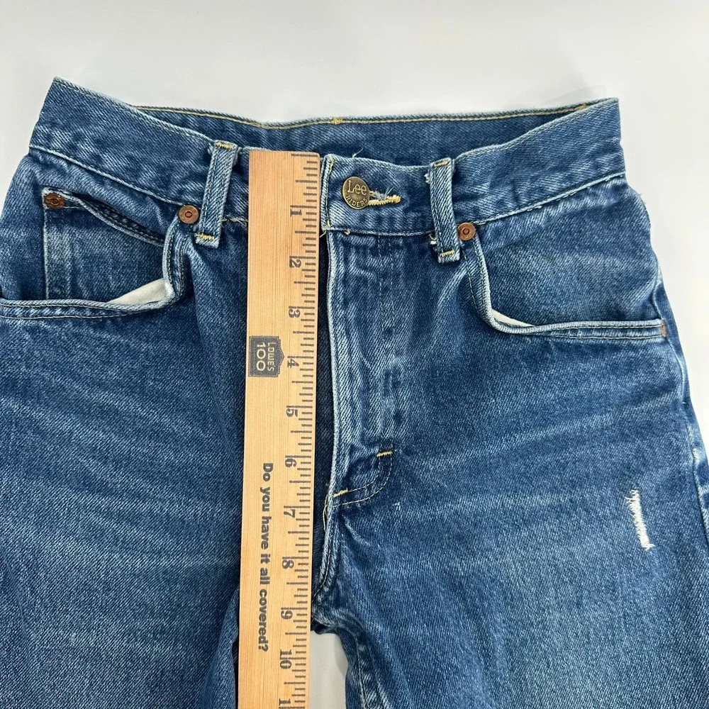 Vintage Lee Riders Straight Leg Jeans Womens 27x32 Blue Denim Whisker Mid Rise